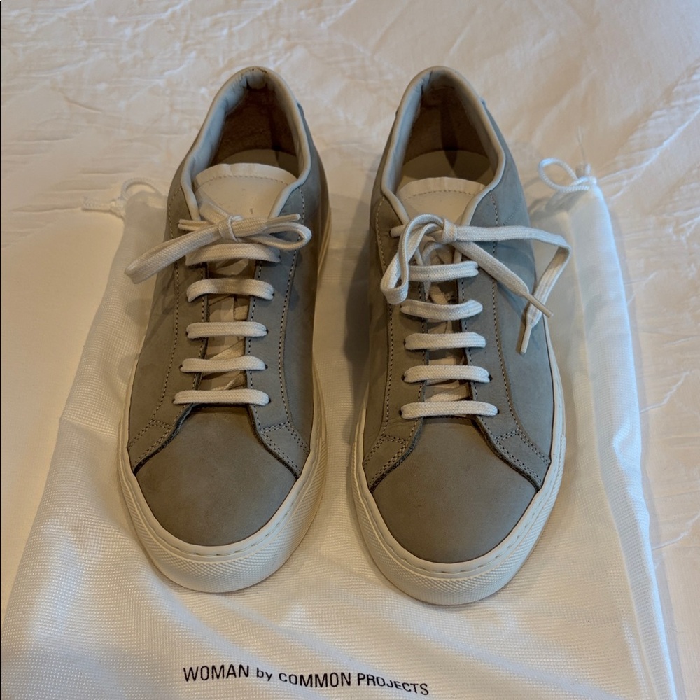 WOMAN by Common Projects Grey Suede Low-Top Sneakers